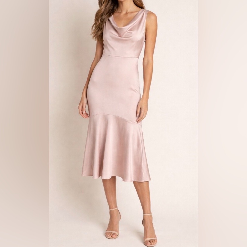 SAM EDELMAN Blush Pink Satin MIDI Sleeveless Dress Size 0